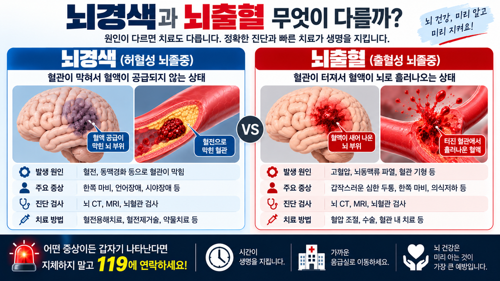 뇌경색과뇌출혈차이