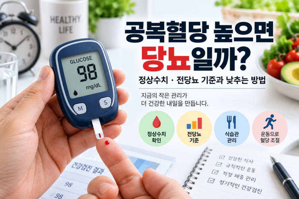 건강검진 공복혈당 100 넘었다면?|당뇨 전단계부터 혈당 관리까지 제목