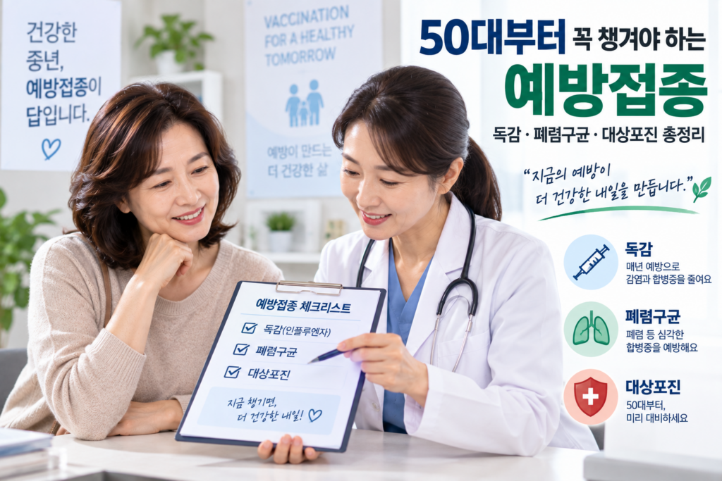 50대 예방접종 뭐부터 맞아야 할까?|독감·폐렴구균·대상포진 체크리스트 제목