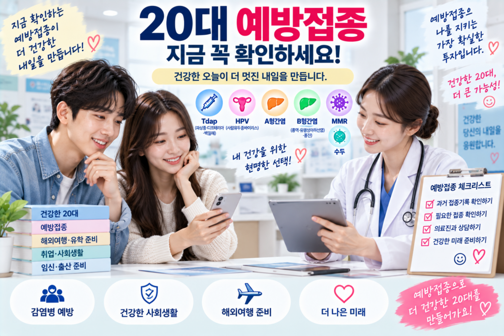 20대인데 예방접종 또 맞아야 할까?|HPV부터 간염·Tdap까지 체크리스트 제목