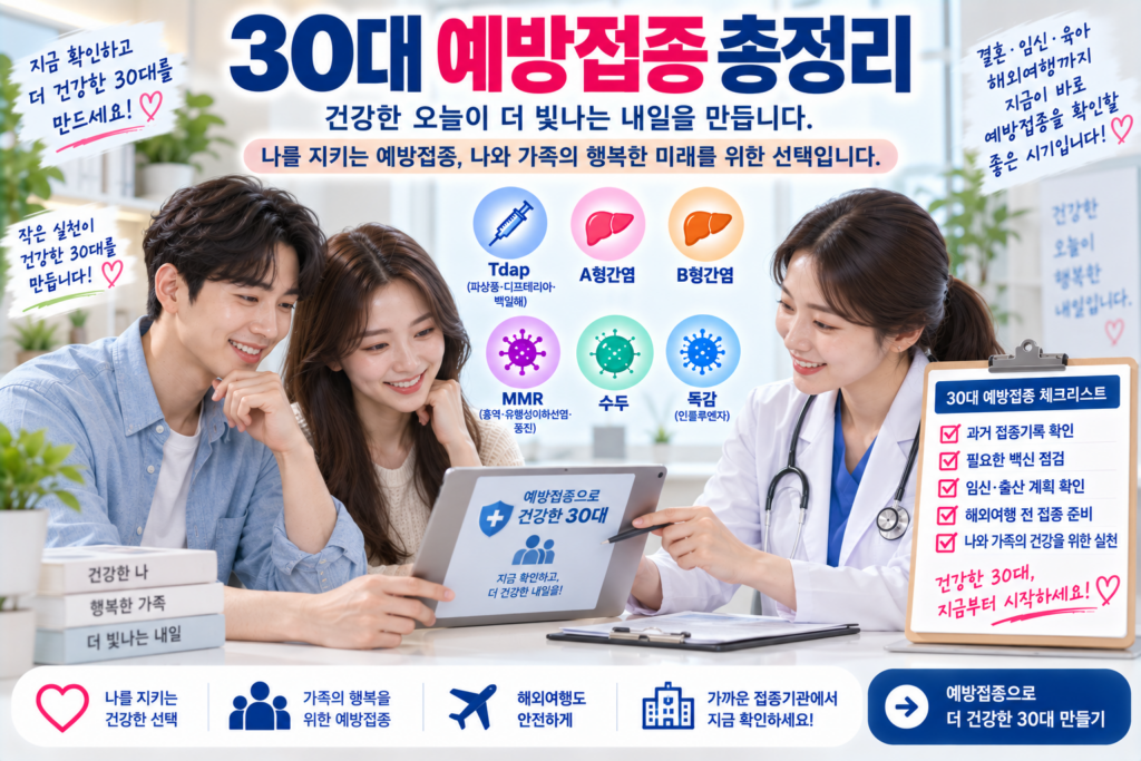 30대인데 예방접종 또 맞아야 할까?|결혼·임신·여행 전 백신 체크리스트 제목