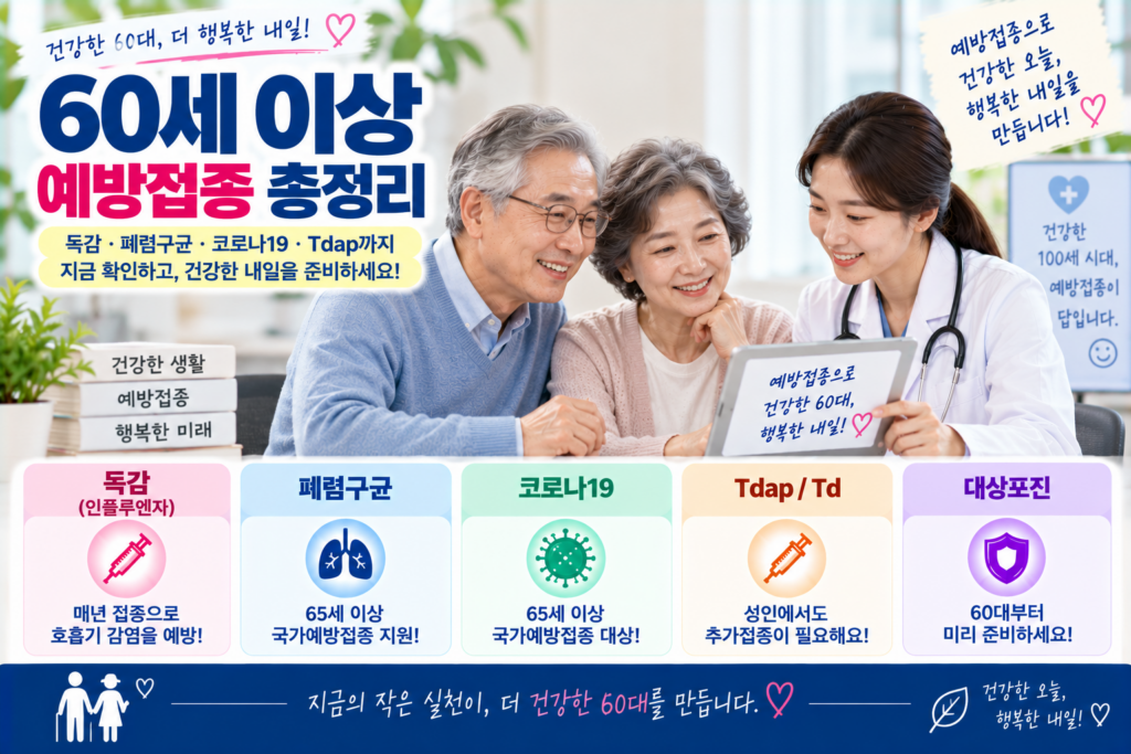 60대 예방접종 뭐부터 맞아야 할까?|65세 전후 꼭 챙길 백신 정리 제목