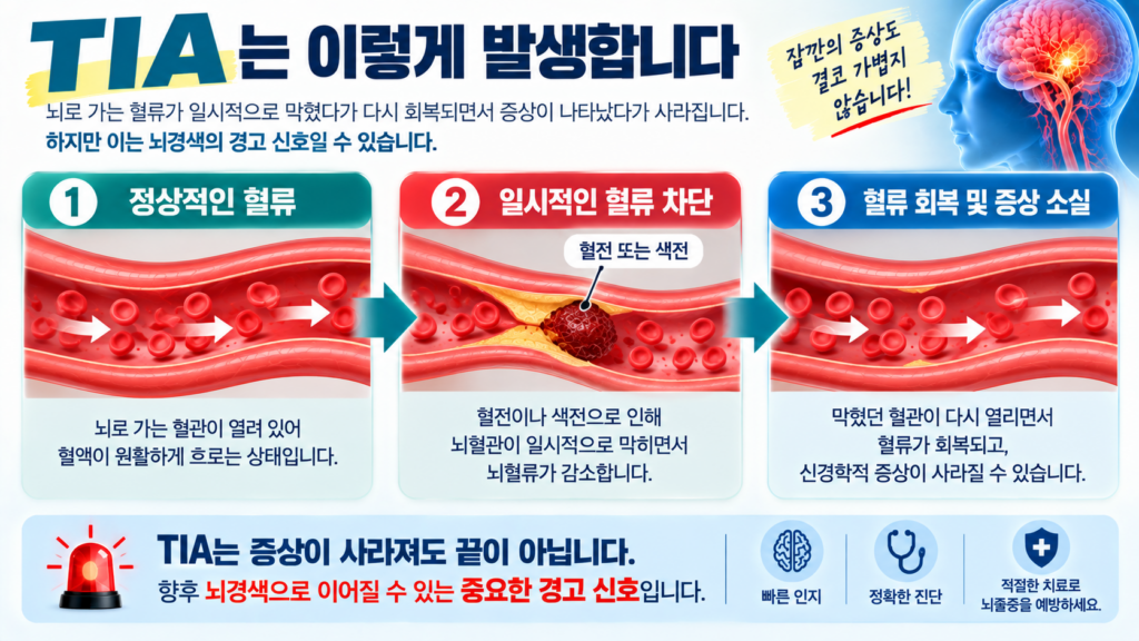 잠깐 팔에 힘 빠졌다 괜찮아졌다면?|TIA(일과성 허혈발작)가 보내는 뇌경색 경고신호 제목