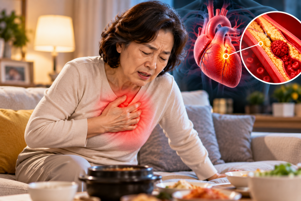 가슴이 갑자기 쥐어짜듯 아프다면?|심근경색 전조증상·치료와 119 신호 제목