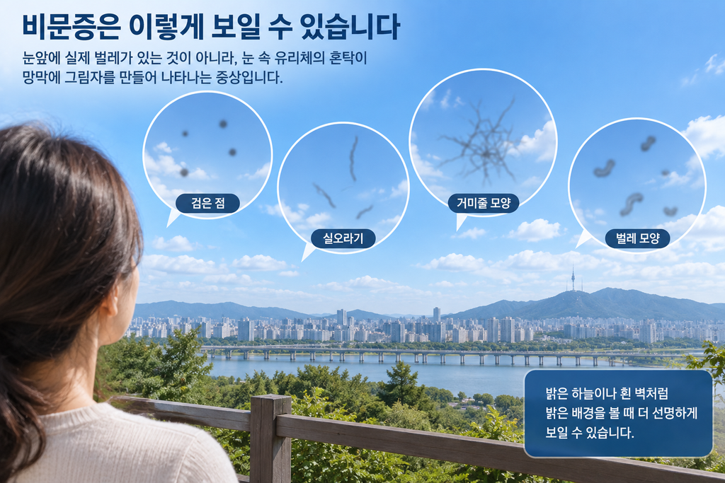 눈앞에 검은 점이 떠다닌다면?|비문증 증상과 위험 신호 구별법 증상