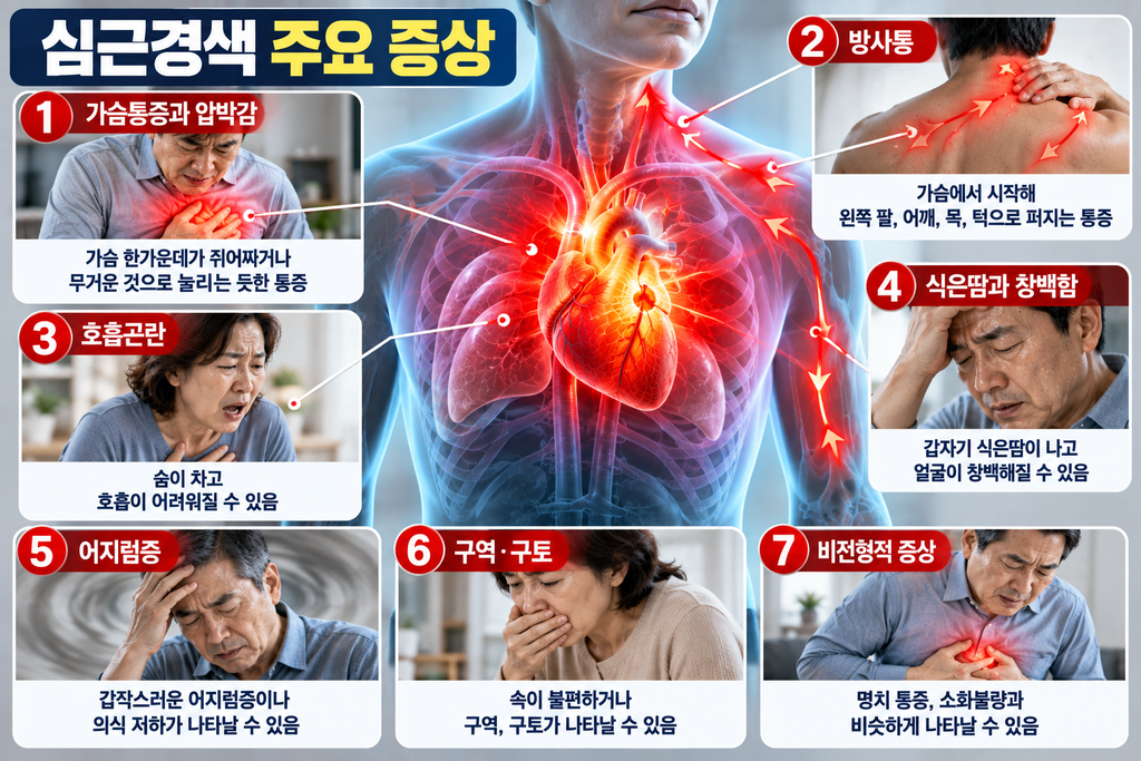 가슴이 갑자기 쥐어짜듯 아프다면?|심근경색 전조증상·치료와 119 신호 증상
